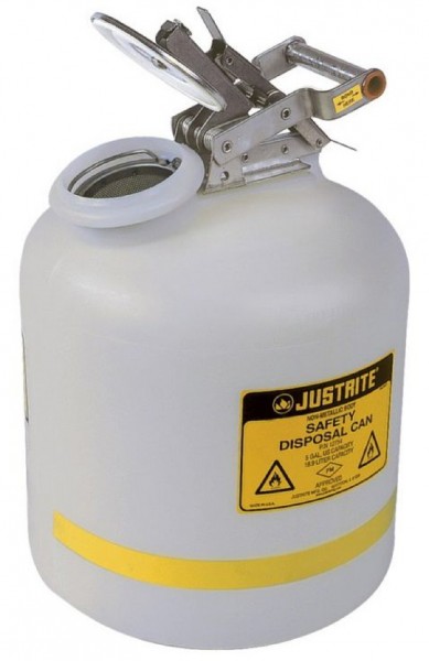 HDPE Sicherheits-Abfallbehälter 19 Liter , tranparent für brennbare Flüsssigkeiten